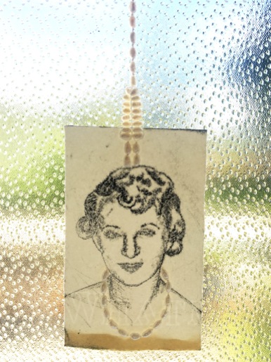 26 / 1955 / Portrait of Ruth Ellis / Iona McCuaig / paper, pearl beads
